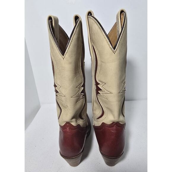Vintage FRYE Tan Red Leather Bench Crafted Cowgirl Western Ladies Boots Sz 6B - Picture 10 of 16